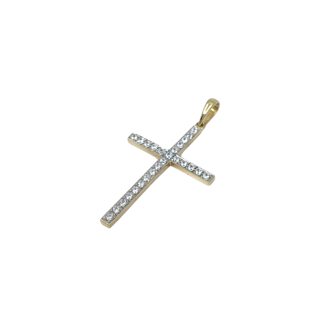 9ct Yellow Gold CZ Cross