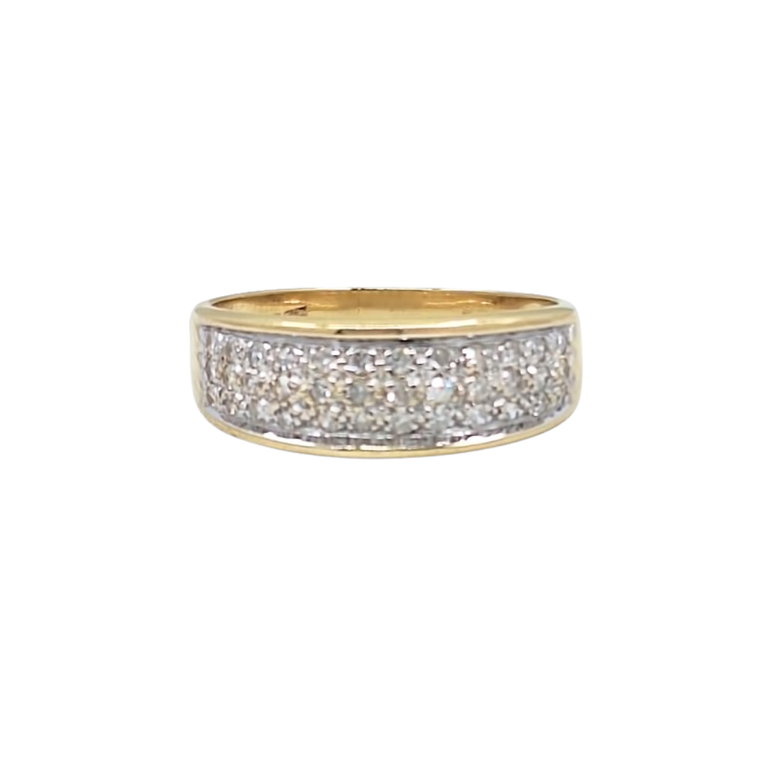 9ct Yellow Gold Pave Diamond Band Ring 0.25ct