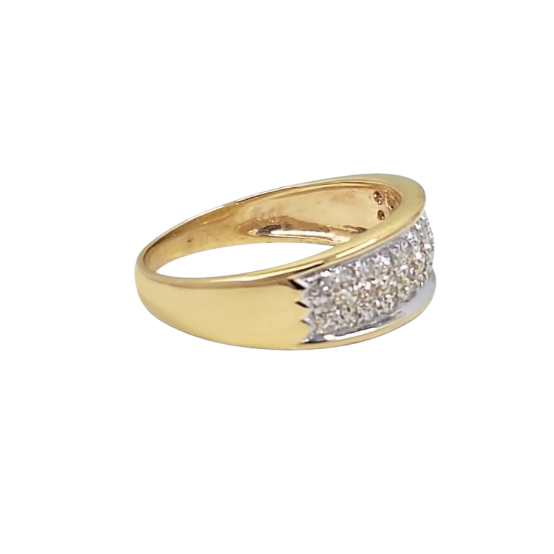 9ct Yellow Gold Pave Diamond Band Ring 0.25ct