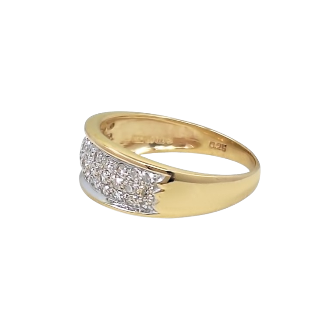 9ct Yellow Gold Pave Diamond Band Ring 0.25ct
