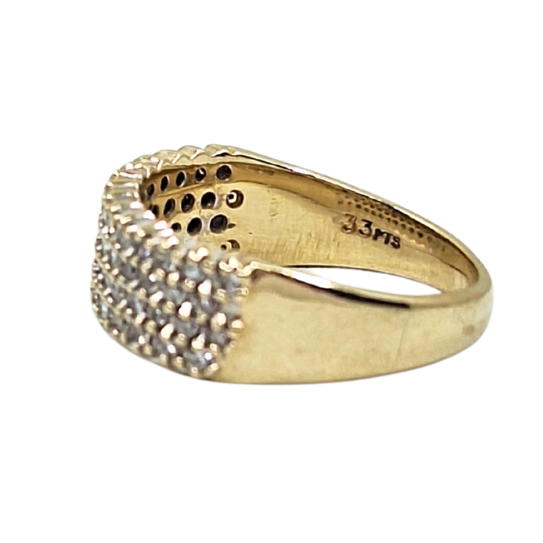 9ct Yellow Gold Diamond 4 Row Band Ring 0.33ct