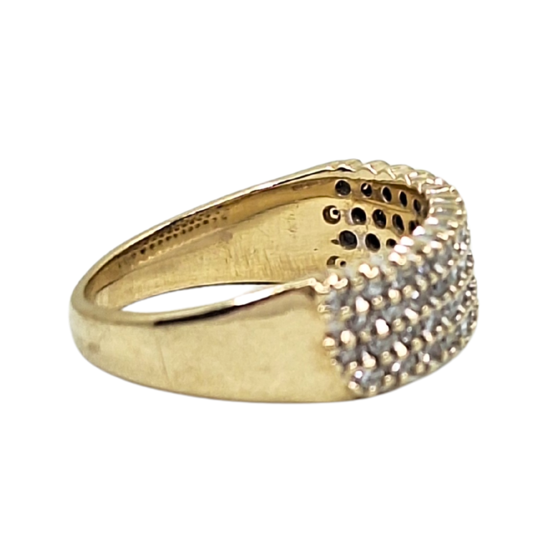9ct Yellow Gold Diamond 4 Row Band Ring 0.33ct