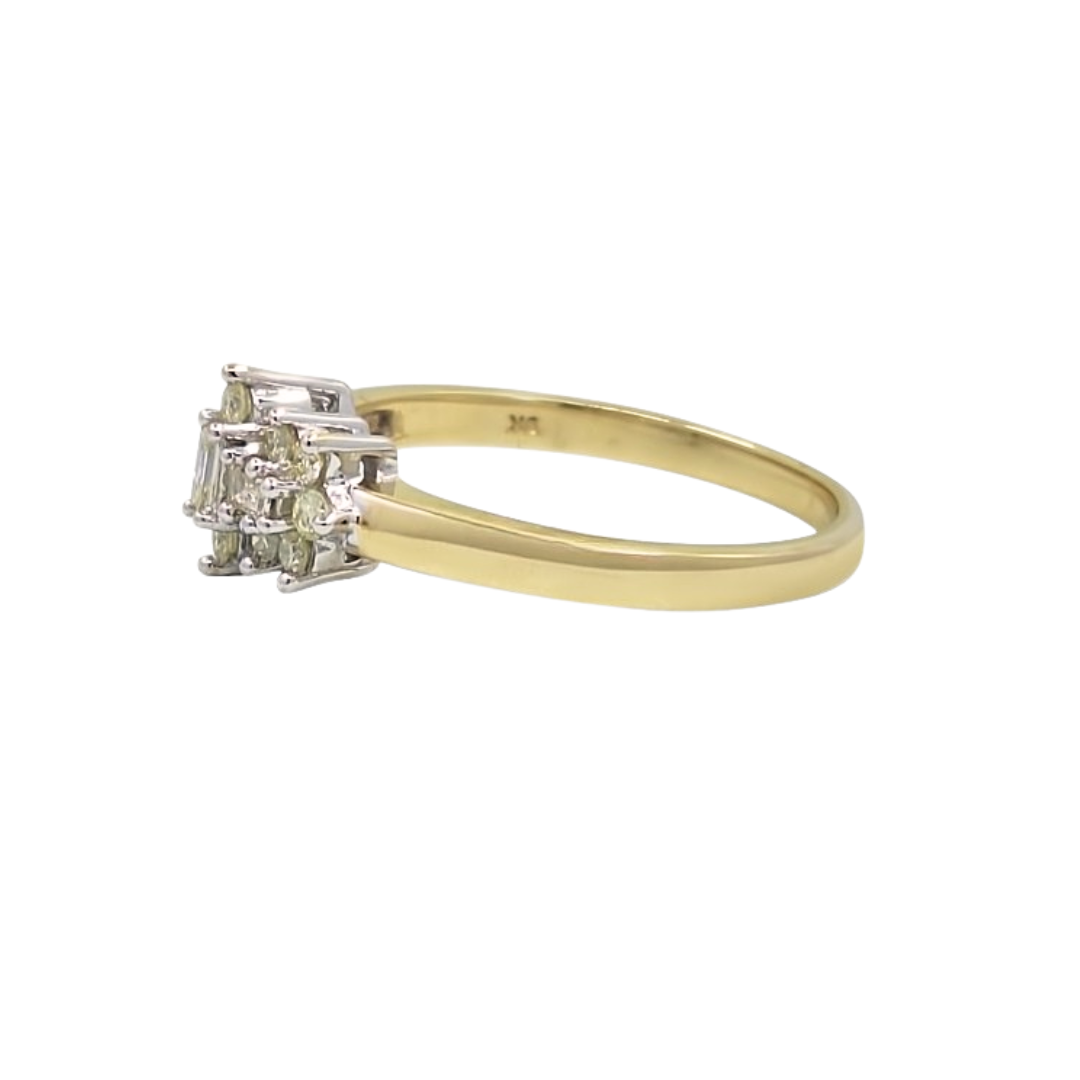 9ct Yellow Gold Baguette Diamond Cluster Ring 0.33ct