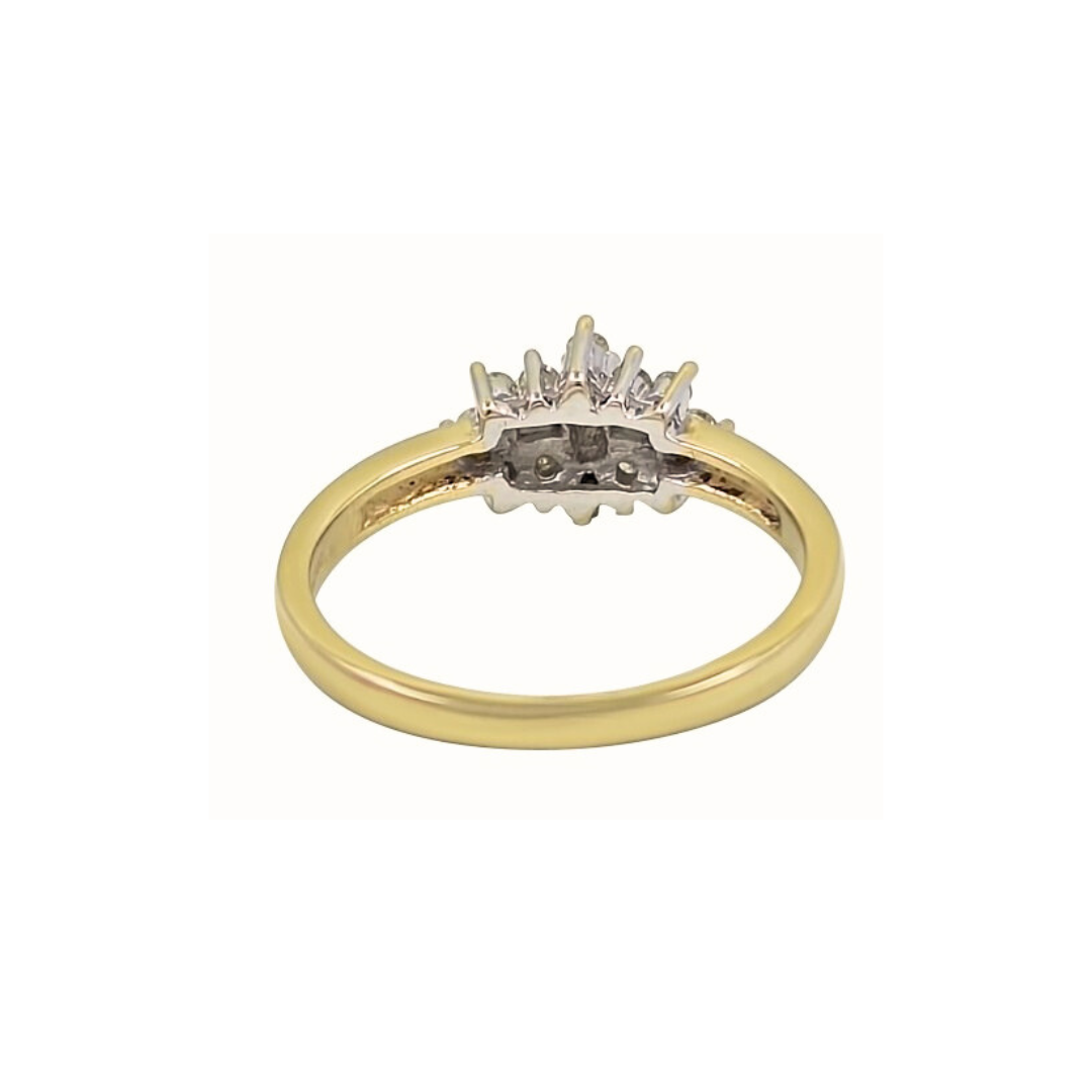 9ct Yellow Gold Baguette Diamond Cluster Ring 0.33ct