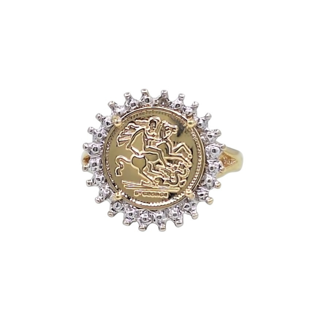 9ct Yellow Gold Diamond St George Ring