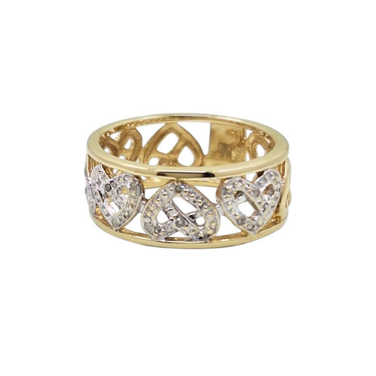 9ct Yellow Gold Celtic Diamond Heart Ring