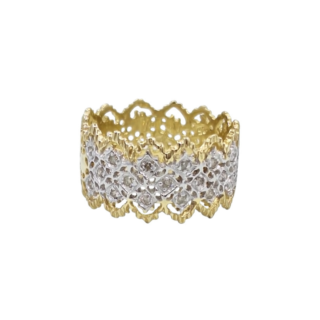 9ct Yellow Gold Lattice Band Ring 0.25ct