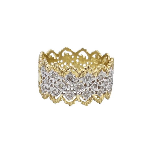 9ct Yellow Gold Lattice Band Ring 0.25ct