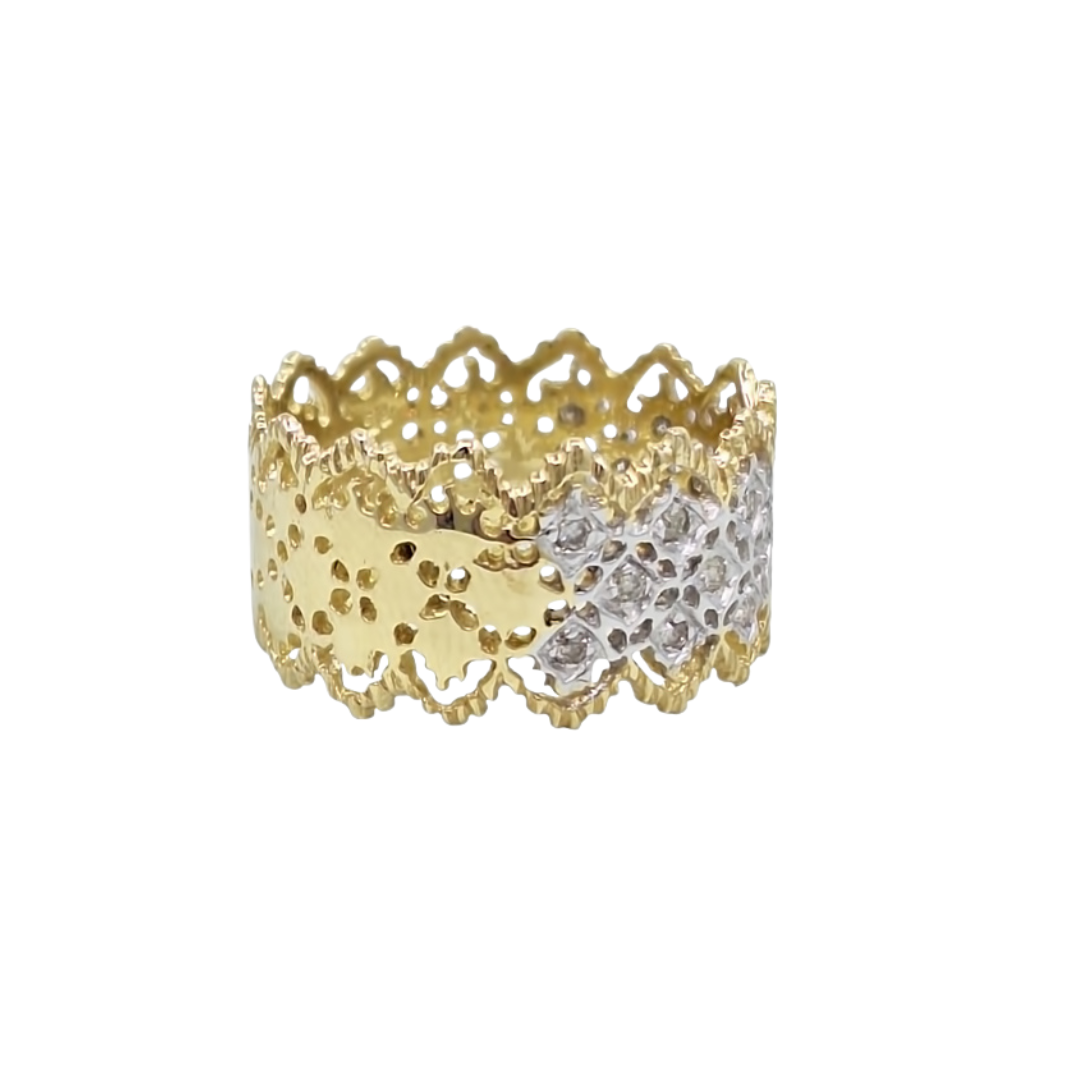 9ct Yellow Gold Lattice Band Ring 0.25ct