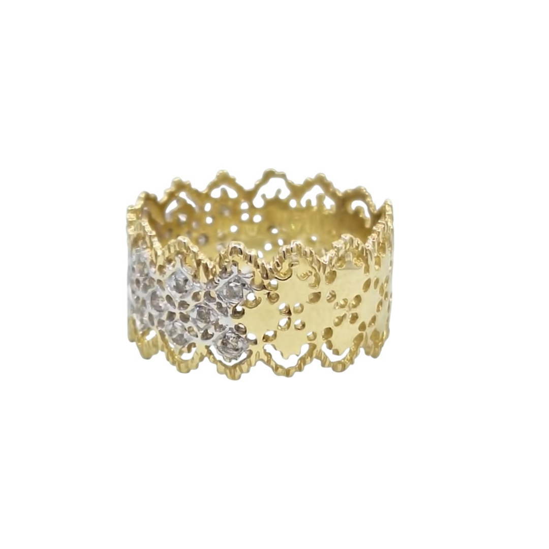 9ct Yellow Gold Lattice Band Ring 0.25ct
