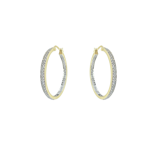 9ct Yellow Gold Diamond Hoop Earrings