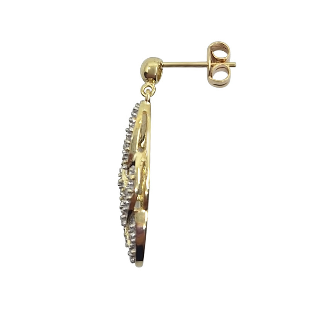 9ct Yellow Gold Diamond Celtic Drop Earrings