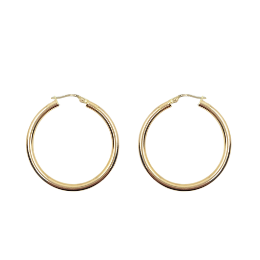 9ct Yellow Gold Plain Hoop Earrings