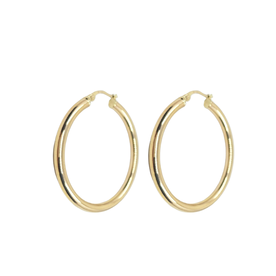 9ct Yellow Gold Plain Hoop Earrings