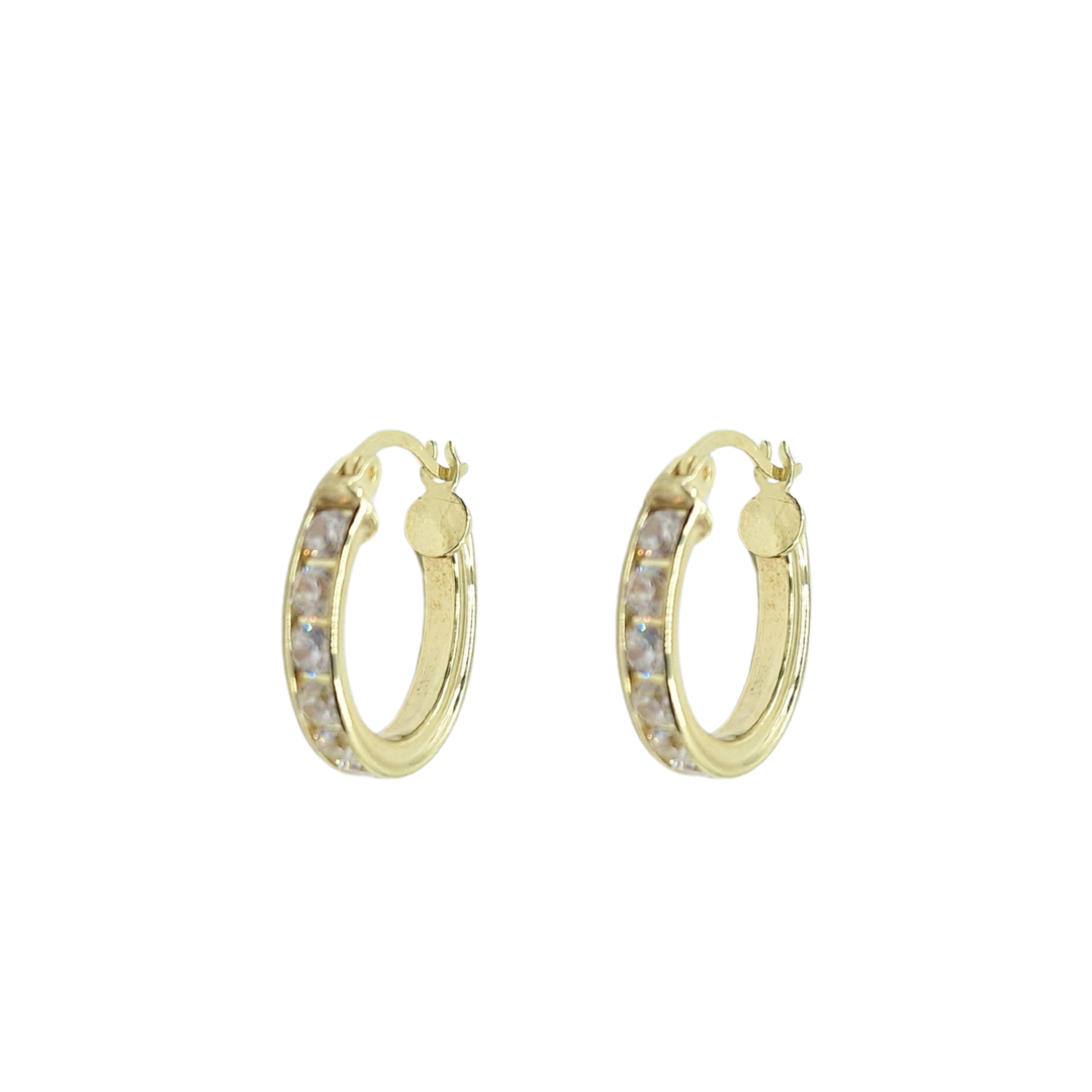 9ct Yellow Gold Cubic Zirconia Hoop Earrings