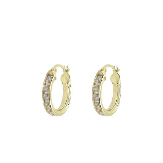 9ct Yellow Gold Cubic Zirconia Hoop Earrings