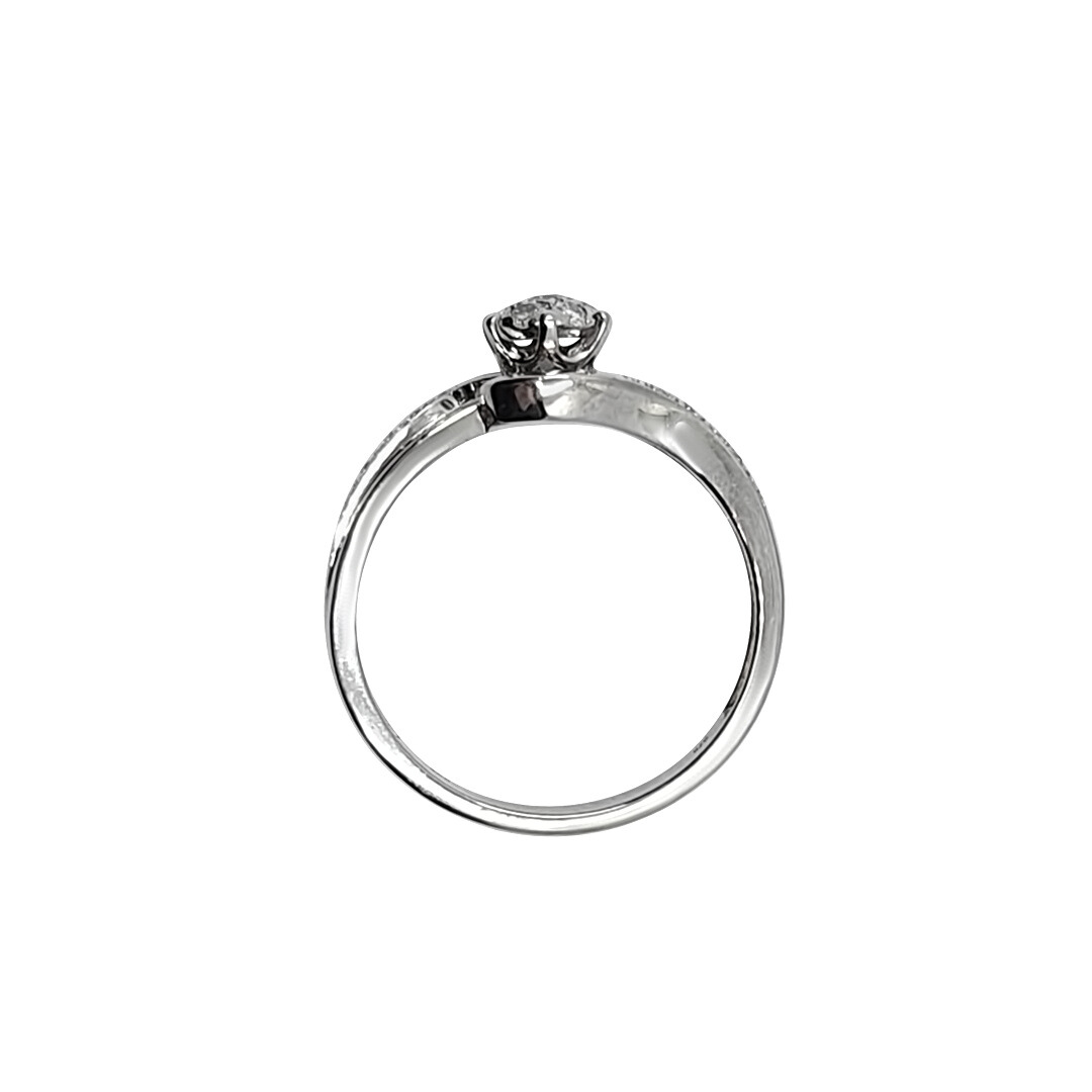 9ct White Gold Diamond Crossover Cluster Ring