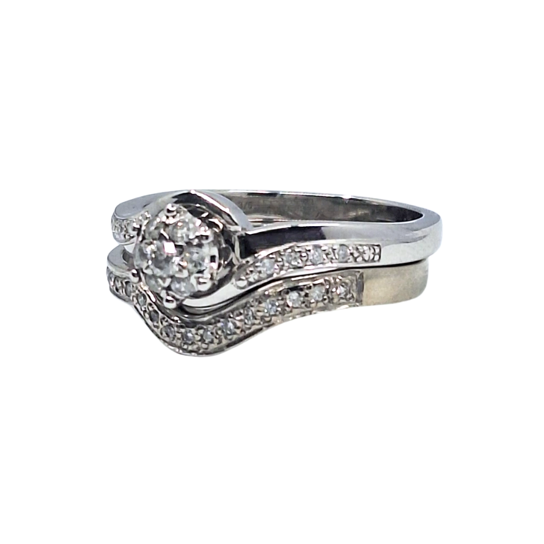 9ct White Gold Diamond Ring Set