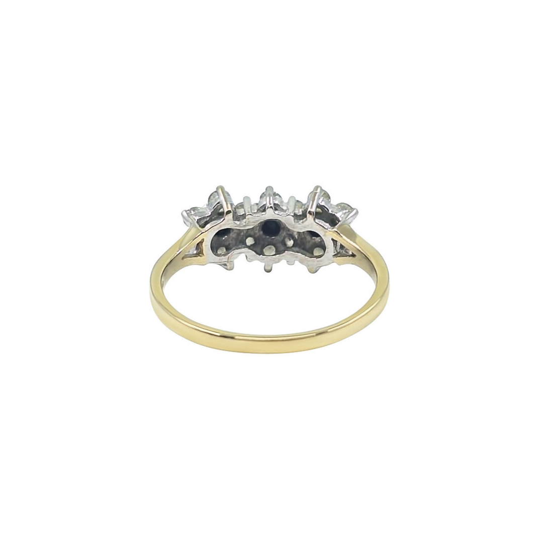 9ct Yellow Gold Sapphire & Cubic Zirconia Cluster Ring