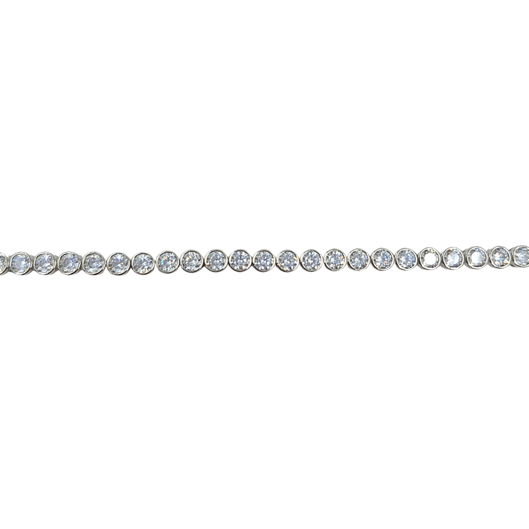 Silver Bezel Set Cubic Zirconia Tennis Bracelet 7"