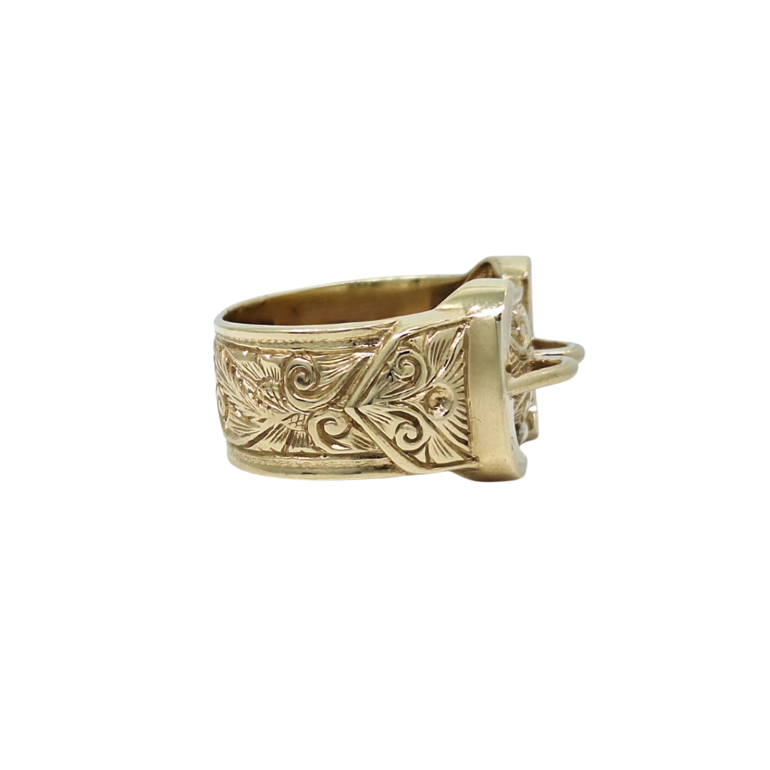 9ct Yellow Gold Buckle Ring