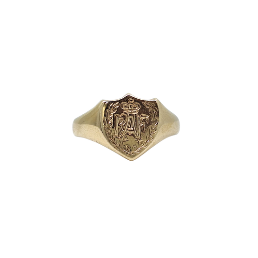 9ct Yellow Gold RAF Shield Signet Ring