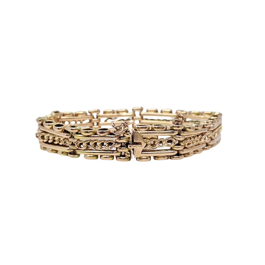 9ct Yellow Gold Fancy Gate Bracelet 7"