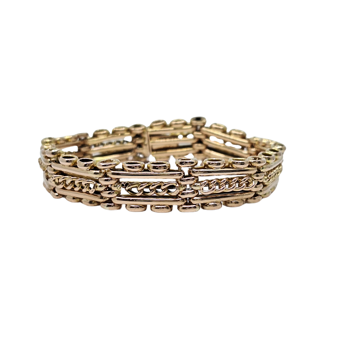 9ct Yellow Gold Fancy Gate Bracelet 7"