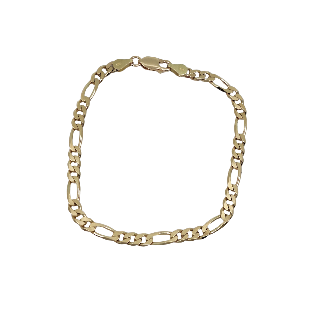 9ct Yellow Gold Figaro Bracelet 7.5"
