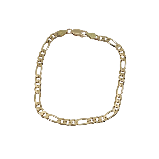 9ct Yellow Gold Figaro Bracelet 7.5"