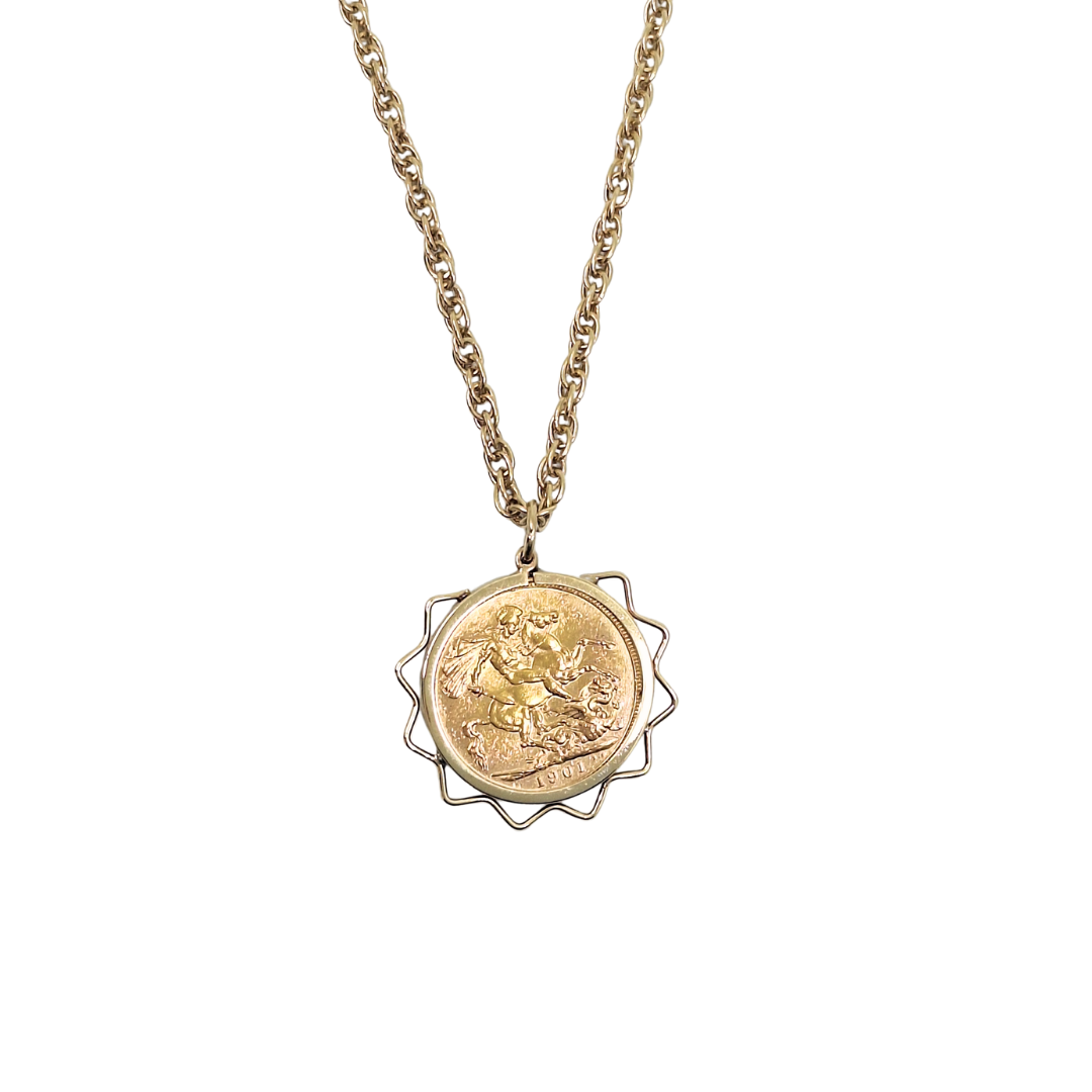 Full Sovereign 1901 Pendant & Chain 24"