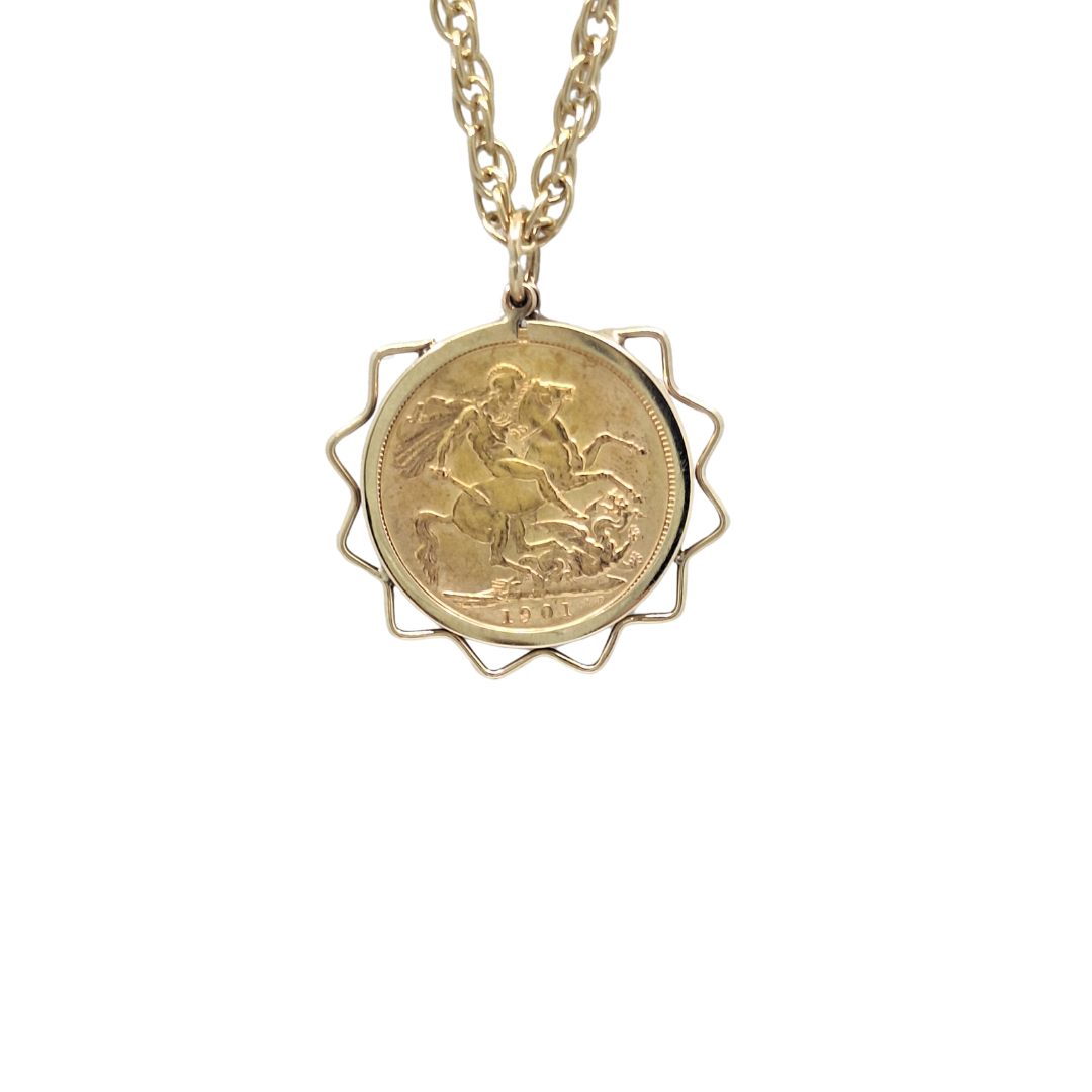 Full Sovereign 1901 Pendant & Chain 24"