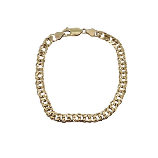 9ct Yellow Gold Double Curb Bracelet 7"