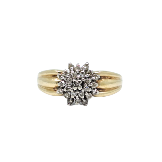 9ct Yellow Gold Diamond Cluster Ring 0.25ct