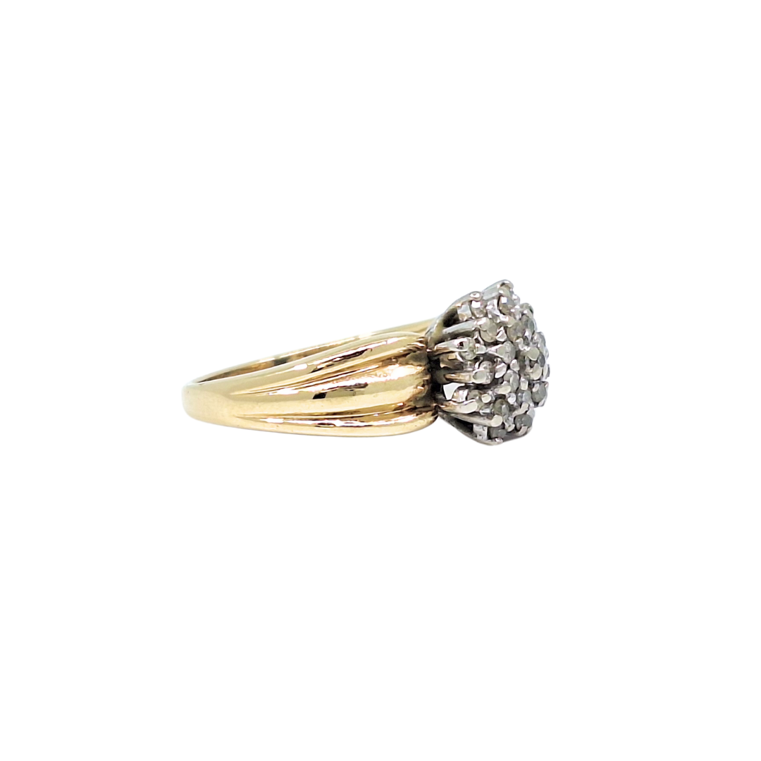 9ct Yellow Gold Diamond Cluster Ring 0.25ct
