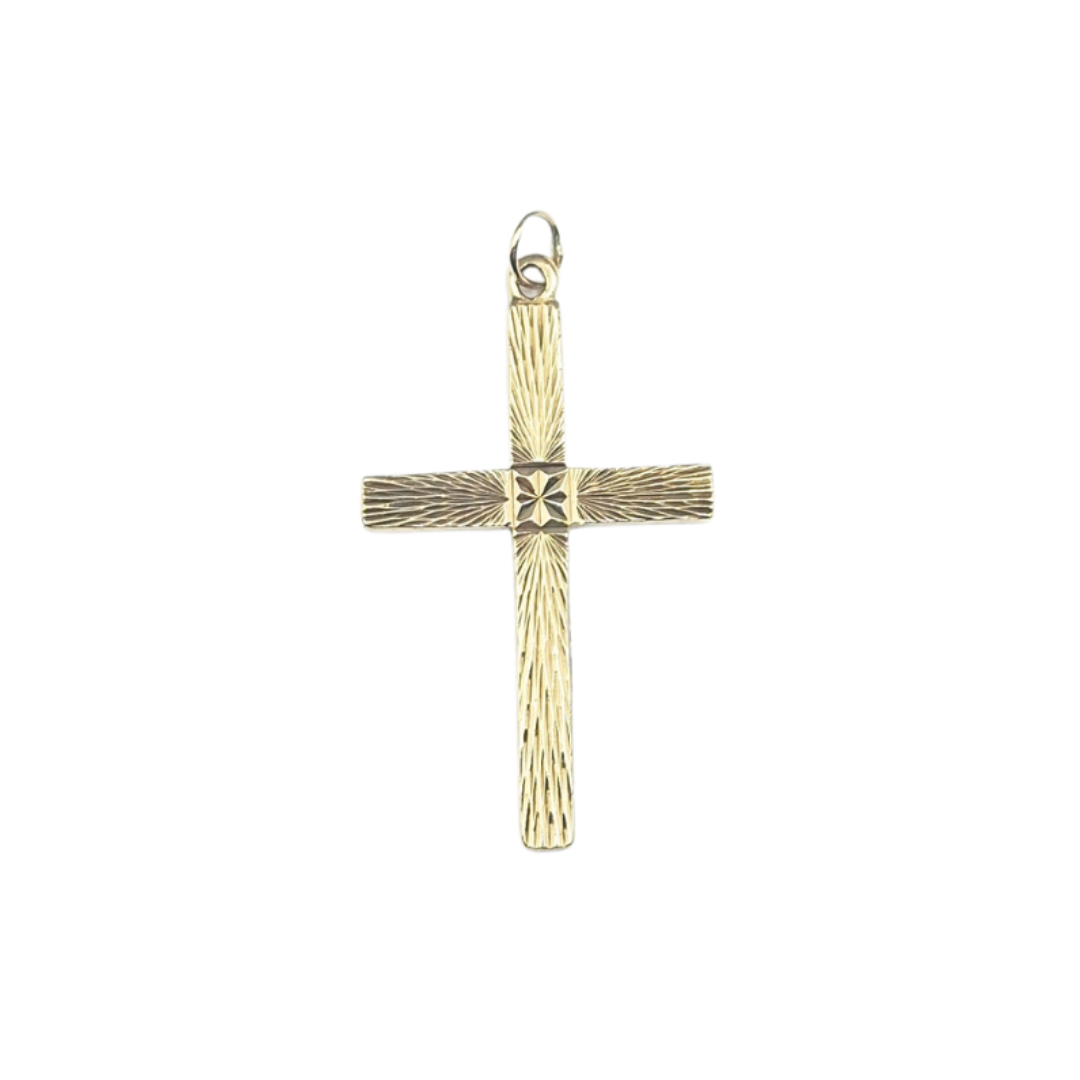 9ct Yellow Gold Patterned Cross