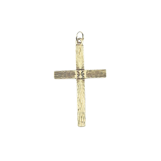 9ct Yellow Gold Patterned Cross
