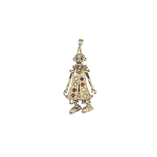 9ct Yellow Gold CZ Clown Pendant