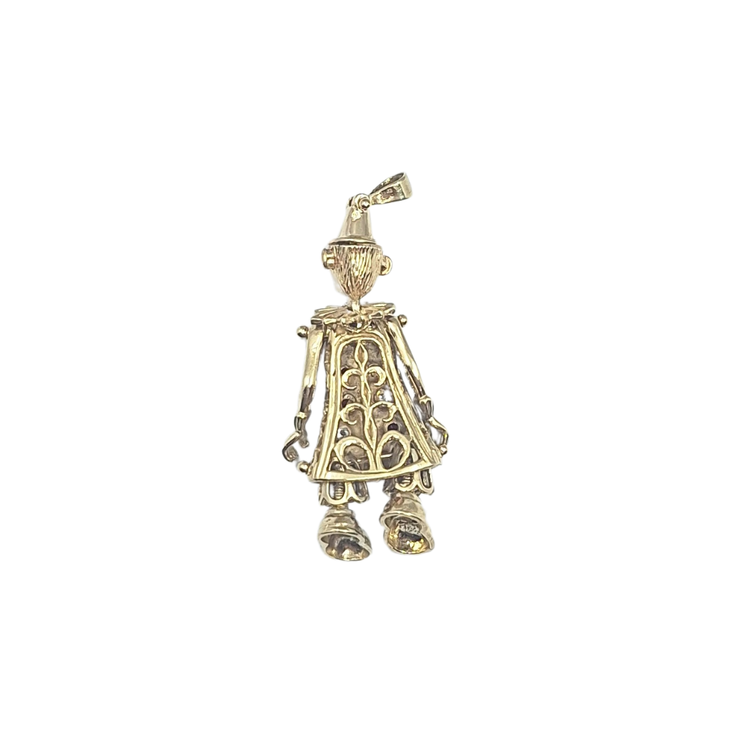 9ct Yellow Gold CZ Clown Pendant