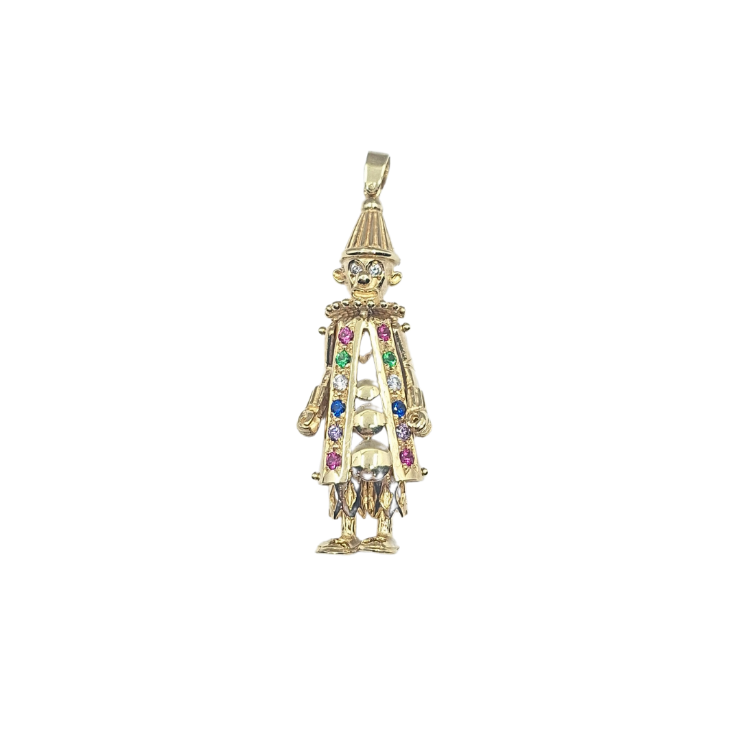 9ct Yellow Gold CZ Clown Pendant
