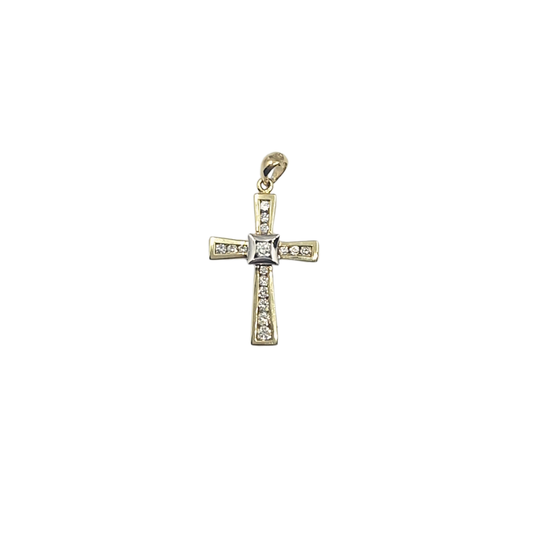 9ct Yellow Gold Diamond Cross