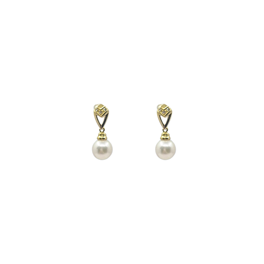14ct Yellow Gold Pearl Drop earrings