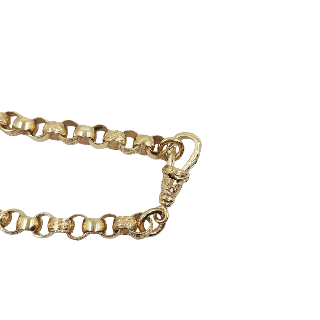 9ct Yellow Gold Pattern & Plain Belcher Chain 24"
