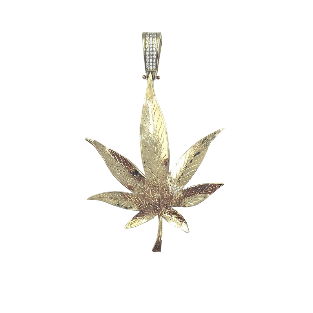 9ct Yellow Gold Cannabis Leaf Pendant