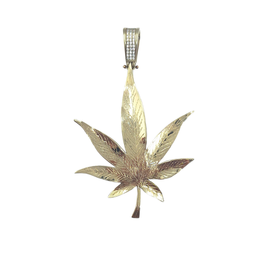 9ct Yellow Gold Cannabis Leaf Pendant