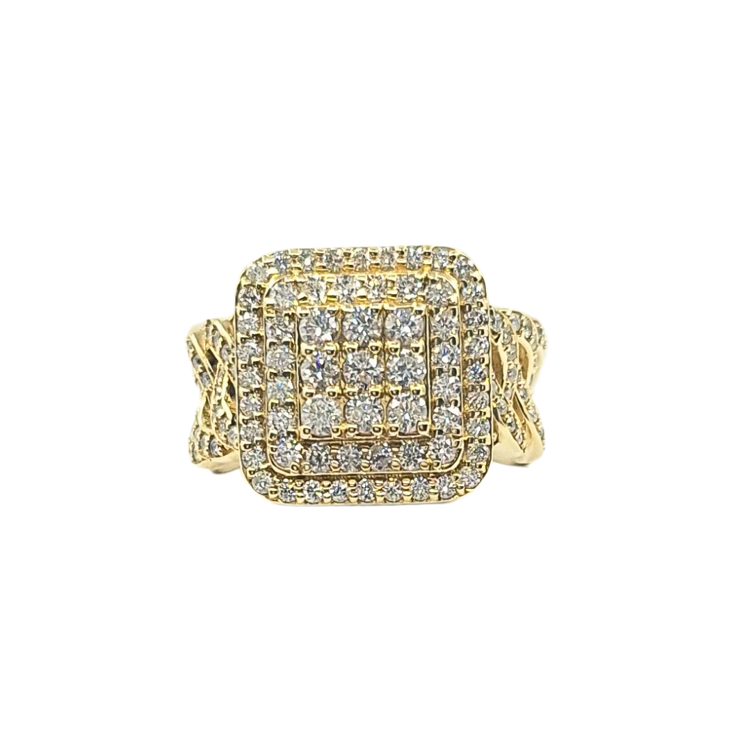 10ct Yellow Gold Gents Diamond Cluster Ring