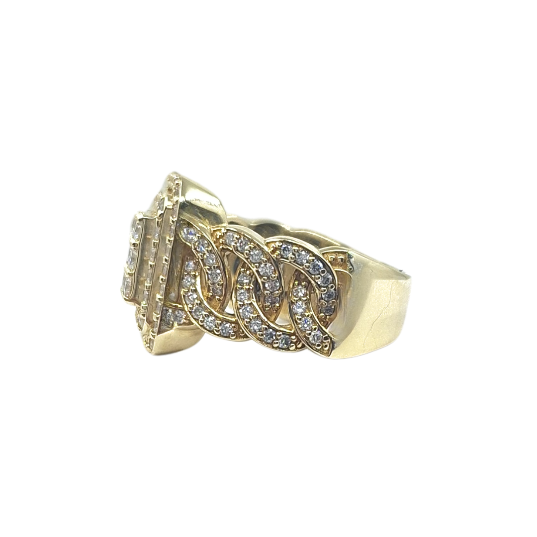 10ct Yellow Gold Gents Diamond Cluster Ring