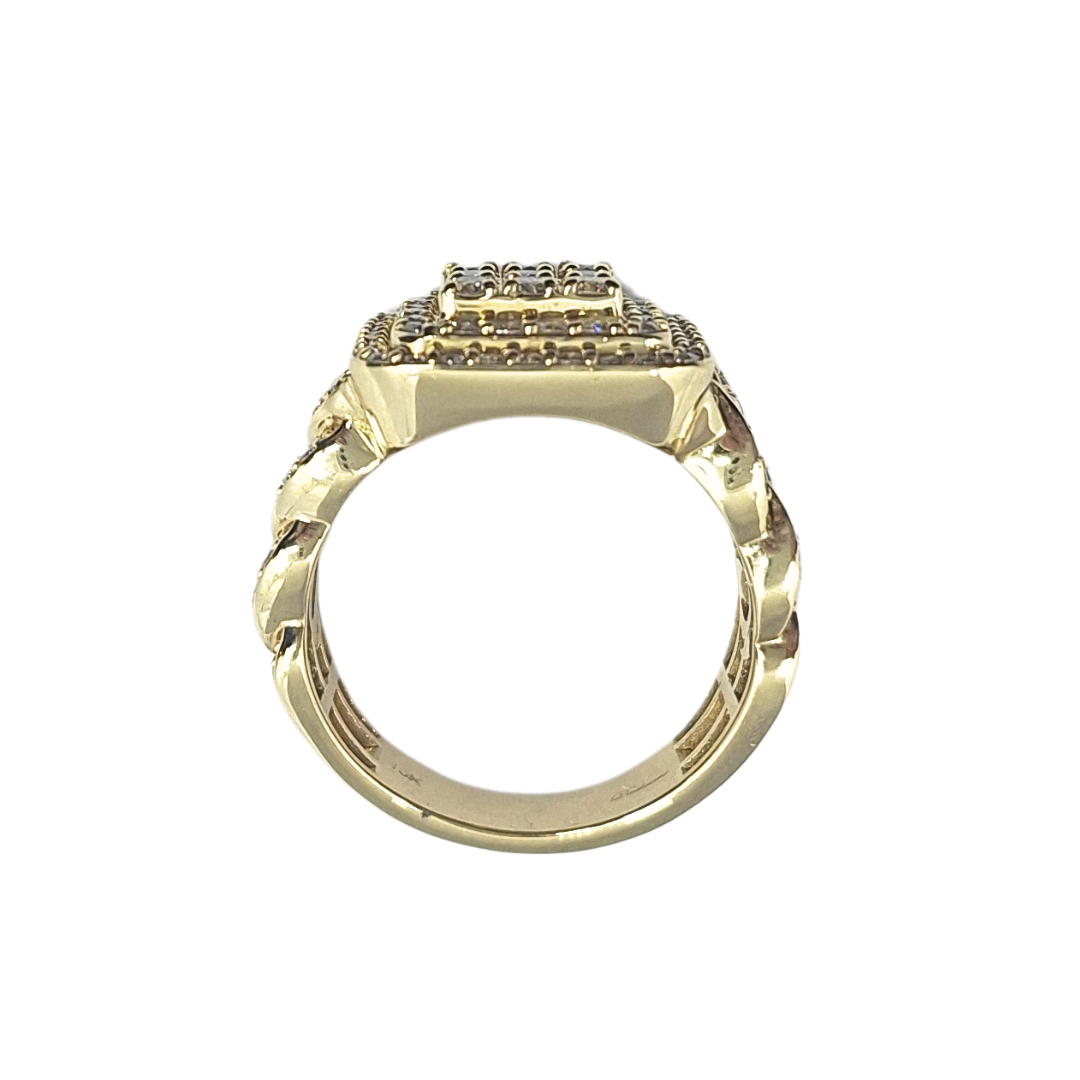 10ct Yellow Gold Gents Diamond Cluster Ring