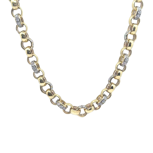 9ct Yellow Gold & CZ Belcher Chain 24"