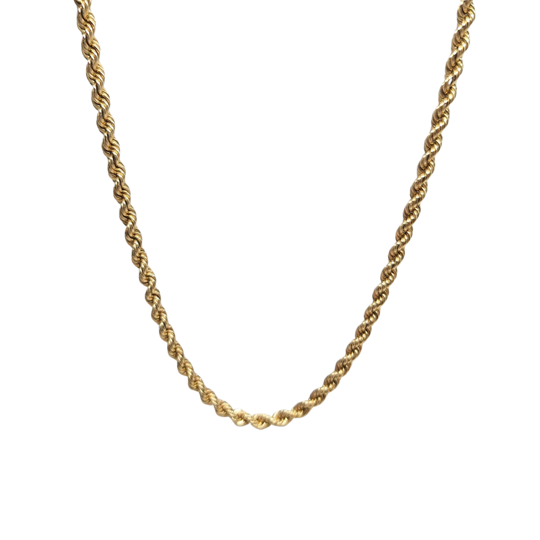 9ct Yellow Gold Hollow Rope Chain 18"